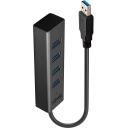 Lindy USB centras 43324 4x USB 3.0, 5Gbps, pilkas spalvos, integruotas kabelis