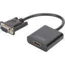 Digitus VGA-HDMI muundur DA-70473, 1920 x 1080p, 1 x HDMI, 1 x D-Sub 15pin, 1 x 3,5 mm minijack, USB toide