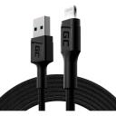 Green Cell KABGC12 kabelis, 2 m, 480 Mbit/s, Lightning uz USB-A, melns, 1 gab.