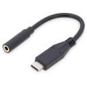 Digitus USB Type-C audio adapteris kabelis, AK-300321-002-S, 0.2m, 24bit/48KHz, USB 3.1, melns