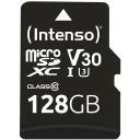 Intenso microSDXC 3433491 128GB, 100 MB/s skaitymo greitis, 45 MB/s ra&scaron;ymo greitis, UHS-I, Class 10, U3, V30, adapteris
