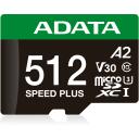 Adata microSDXC 512GB UD512GUI3V30A2SP-RA1 180MB/s skaitymas, 160MB/s ra&scaron;ymo, U3, V30, A2, atsparus vandeniui, atsparus smūgiams
