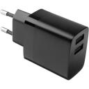 Fixed strāvas adapteris, Dual USB ceļojumu lādētājs, FIXC17N-2U-BK, 100-240V, 17W, 5V/3.4A, 2 USB izejas