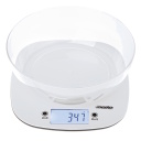 Kitchen scale with bowl LCD display and 1 g increment white MS3179W Adler