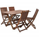 Комплект садовой мебели MODENA, стол и 4 стула (07098), складной, дерево: меранти, обработка: пропитка маслом K08532 HOME4YOU
