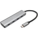 Digitus USB centrmezgls DA-70246, 4 x USB-C, tum&scaron;i pelēks, Genesys Logic GL3510 mikroshēma