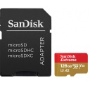 microSDXC Extreme atminties kortelė 128GB veiksmo kameroms ir dronams su SD adapteriu iki 190MB/s A2 Class 10 V30 UHS-I U3 SDSQXAA-128G-GN6AA SanDisk