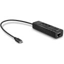 Lindy USB centrinis 43249, 3 USB 3.1 prievadai, 1 RJ45, juodas