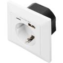 Digitus viedā kontakligzda DA-70615, 5V, 2.8A, 1 x USB Type-C, 1 x USB A, 2 USB ligzdas, 2P+E
