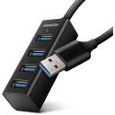 Axagon USB centras HUE-M1A USB 3.2 4 prievadai, 20 cm maitinimo laidas, aliuminio korpusas, 1.5A įkrovimas