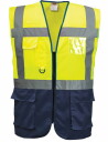 High-visibility vest, Pesso, LSGMPL, yellow/dark blue, 100% polyester, CE certified, EN471 class 2