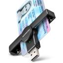 Axagon считыватель смарт-карт CRE-SMPA, USB 2.0, 1 слот, 5V, CE, RoHS, черный, Plug and Play, светодиодные индикаторы