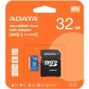 Adata m&auml;lukaart micro SDHC 32GB AUSDH32GUICL10A1-RA1, 32GB, 85MB/s, 25MB/s, UHS-I, Class 10, SD adapter