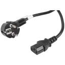 Lanberg CEE 7/7 kuni IEC 320 C13 toitekaabel CA-C13C-11CC-0100-BK, 10 m, 10 A, must, 90&deg; nurk