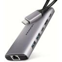 Axagon USB хаб HMC-6G2L 10Gbps, 2x USB-A, 1x USB-C, 1x HDMI, 1x RJ-45, 0.15m кабель питания
