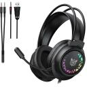 Onikuma austiņas X92 Black, 20 &Omega;, 50 mm, 113 dB, 2.2 m, multidirekcionalais mikrofons, 360&deg; rotācija, RGB apgaismojums