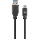 Goobay Apaļais kabelis 67999, 0.5m, USB 3.0 A vīrie&scaron;u, USB-C vīrie&scaron;u, ātra uzlāde, datu pārsūtī&scaron;ana