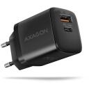 Axagon sieninis įkroviklis ACU-PQ30 30W, 100-240V, 2xUSB, greitas įkrovimas, perkrovos apsauga, juodas