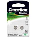 Camelion Щелочная кнопочная батарейка AG7-BP2 12050207, 2 шт., 1.5V, 34mAh, без ртути