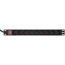 Gembird pagarinātājs EG-PDU-9F2F, 9xFR, 1U, 16A, C20 spraudnis, 2 m kabelis, melns