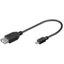 Sbox USB kabelis USB F-MICRO M, 0,1m, microUSB M, USB A F, 480 Mbit/s, pīts kabelis: Nē, krāsa: melna