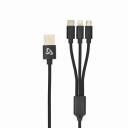 Sbox USB 2.0 8-pinn/Type-C/Micro USB USB-3IN1, 1m, 2.4A, kuni 480 Mbps, USB A M, p&otilde;imitud kaabel, must