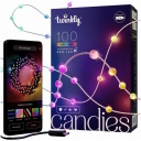 Ziemassvētku eglītei un dekoram viedā LED gaismas virtene Candies pērlītes 100 RGB diodes 6 m 7 W zaļš vads USB-C TWKP100RGB-G Twinkly