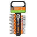 Trieciena atslēgu un uzgali komplekts, ISMA, IS-2028-5, 28 gab., CrV tērauds, 1/4" savienojums