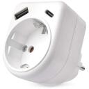 Emos Адаптер P0075, 1&times;, 1&times;USB-A 5V/2,4A/12W, 1&times;USB-C 5V/3A/15W, 3680W, IP20, защита от детей