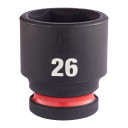 SHOCKWAVE&trade; IMPACT DUTY TRIECIENIZTURĪGAS UZGRIEŽŅU MUCIŅAS, 26 MM 1/2" IMPACT SOCKET STD - 1PC, 4932480320 MILWAUKEE