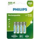 Philips Laetav AAA Aku 1634490, 1,2 V, 950 mAh, NiMH, 4 tk