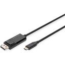 Digitus video adapteris kabelis 2 m AK-300334-020-S, 24 pin USB-C, 20 pin DisplayPort, 8K30Hz, 4K144Hz, MST, bi-direkc.