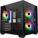 FSP Korpuss S140-BA, 2x2.5"; 1x3.5", 5, melns, ARGB, Mini-ITX, uATX, 120mm ventilatori, stikls