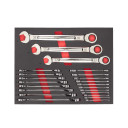 MAX BITE&trade; KOMBINĒTO SPRŪDRATA UZGRIEŽŅU ATSLĒGU KOMPLEKTS AR PUTU IELIKTNI, MAXBITE RATCHETING METRIC COMBINATION SPANNER SET - 22 PCS, 4932493248 MILWAUKEE