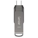 Lexar | 2-in-1 Flash Drive up to 130MB/s read | JumpDrive Dual Drive D400 | 64 GB | USB Type-C/Type-A | Grey