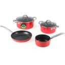 Russell Hobbs Riviera 4 daļu pannu komplekts RH03821, sarkans/melns, alumīnijs, 4 gab., visām plītīm, nepiedego&scaron;ais