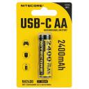 Nitecore Įkraunamos baterijas NC-NH24001 2400 mAh, 1.5 V, Li-Ion, AA, 24 mėnesių garantija, 1 vnt pakuotėje
