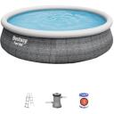 Bestway Piepū&scaron;amais baseins 57372, 12 362 l, 457 x 457 x 107 cm, 1 baseins, filtra sūknis, dro&scaron;ības kāpnes