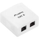 Lanberg Pinnale paigaldatav kast OU6-0002-W, 2x RJ45, 26-22 AWG, valge, varjestamata pistikud, T568A/B