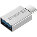 Sandberg USB-C į USB 3.0 Dongle 136-24, 1xUSB-C, 1xUSB 3.0, pilka spalva, suderinamas su USB 3.1 Gen. 1