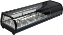 Sushi vitrīna 5x1/3GN, YG-05001, YATO, melna, 1350x420x290 mm, LED apgaismojums, automātiskā atkausē&scaron;ana