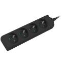 Lanberg pikendus UPS 1,5 m must PS0-04E-0100-IEC-BK, 4 pesa, laste kaitse
