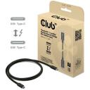 Club3D USB-C THUNDERBOLT CAC-2501 1m, 80/120 Gbps, 240W, M/M, juodas, PVC, TPE, 4.8mm