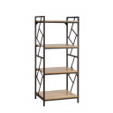 Riiul STUDY 60x40xH139,5cm, 4 riiulit, värv: naturaalne puit / pruun raam