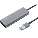 Sandberg USB centras 333-67, 1xUSB 3.0, 3xUSB 2.0, 5000 Mbit/s, aliuminis, pilkas, 4 prievadai