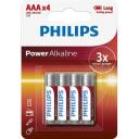Philips Baterija AAA 3840012, 1,5 V, 4 vnt., Alkalinė, Vienkartinė, 0,044 kg