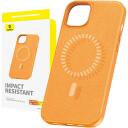 Baseus Magnetiline telefoni korpus iPhone 15 Plus P60157305713-02, oranž, N52 magnetid, PU nahk, &otilde;huke disain