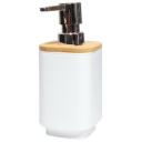Besk Vedelikuseebi dosaator Max 9125489, valge bambusest kaanega, ABS plastmass, kroomitud pump, seinakinnitus