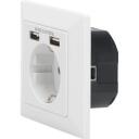 Digitus viedā kontakligzda DA-70613, 2 USB, 5V, 2.1A, 250V, 2P+E, pārslodzes aizsardzība, īssavienojuma aizsardzība