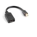 Lanberg adapter mini DisplayPort (M) -> DisplayPort (F) AD-0003-BK, 10 cm, must, Mini DisplayPort isane, DisplayPort emane